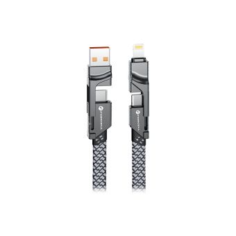 FORCELL F-ENERGY C241 4in1 USB-C/USB-A na USB-C/Lightning QC PD 3A 60W 1m chrome
