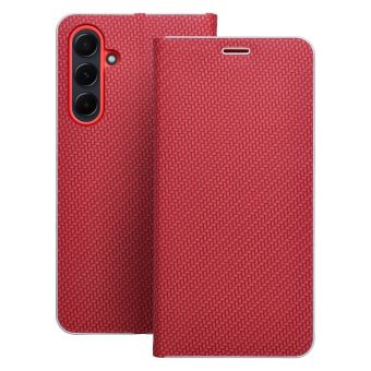 Obal LUNA Book Carbon Samsung Galaxy A26 5G A266 červený