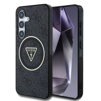 Obal Guess IML 4G Glitter and Triangle Logo MagSafe Samsung Galaxy S25 5G S931 GUHMS25SHG4PRTGK čierny