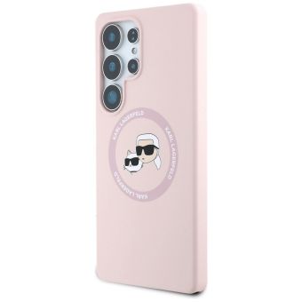 Obal Karl Lagerfeld Liquid Silicone K&CH Heads MagSafe Samsung Galaxy S25 Ultra 5G S938 KLHMS25LSKCHTCP ružový