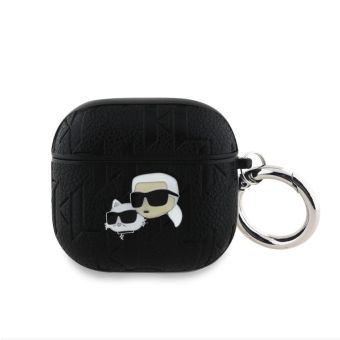 Karl Lagerfeld PU Embossed Karl and Choupette Heads Apple AirPods 4 KLA4PGKCPK Black