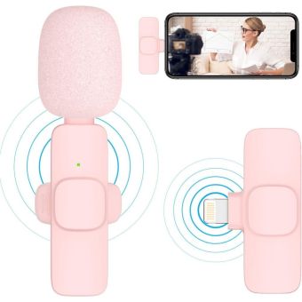 K1 bezdrôtová sada Lavalier mikrofónov pre smartfón, USB-C (2 v sete), ružová
