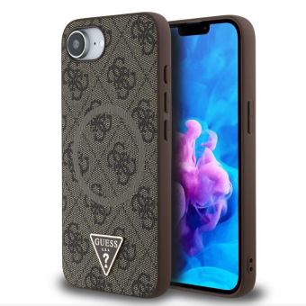 Obal Guess PU 4G Strass Triangle Metal Logo Apple iPhone 16e GUHMPSE4P4TDPW Brown
