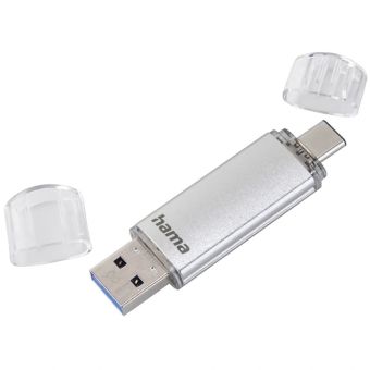 USB kľúč Hama Flash Pen Laeta, USB-C/USB-A 3.1, 64 GB, 40 MB/s, strieborný