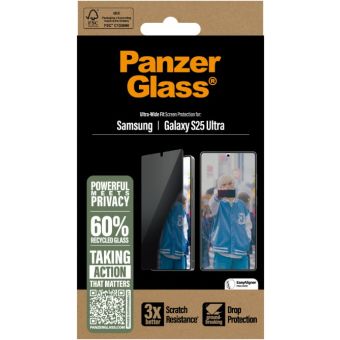 PanzerGlass - Tvrdené sklo UWF Privacy s aplikátorom pre Samsung Galaxy S25 Ultra S938, číra