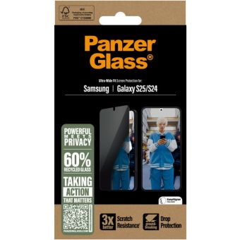 PanzerGlass - Tvrdené sklo UWF Privacy s aplikátorom pre Samsung Galaxy S25 S931, číra