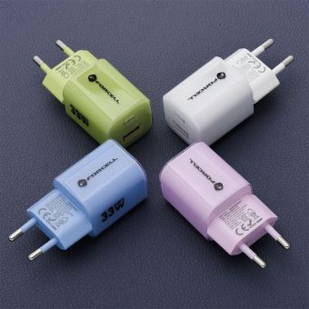 Nabíjačka Forcell F-Energy GaN III (USB-C,USB-A)PD;QC4.0 33W  Plus USB-C kábel - limetková