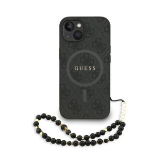 Obal Guess PU Leather 4G Colored Ring Strap MagSafe Apple iPhone 15 GUHMP15SP4GREGSK čierny