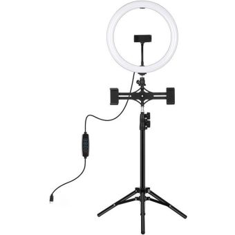 Puluz PKT3099B, Ring lampa so statívom a držiakom na 3 telefóny, čierna