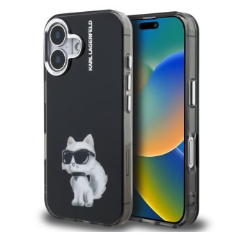 Obal Karl Lagerfeld IML Aquarelle Choupette Apple iPhone 16 KLHCP16SHMCHAQK čierny