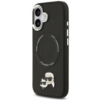 Obal Karl Lagerfeld PU Karl and Choupette Heads Pins MagSafe Apple iPhone 17 KLHMP17SPSMLRKCK čierny