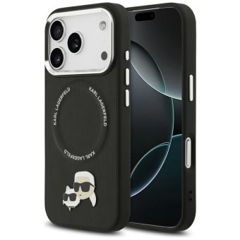 Obal Karl Lagerfeld PU Karl and Choupette Heads Pins MagSafe Apple iPhone 17 Pro KLHMP17LPSMLRKCK čierny