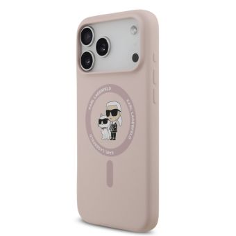 Obal Karl Lagerfeld Liquid Silicone Karl and Choupette MagSafe Apple iPhone 17 Pro Max KLHMP17XSCMKCRHP ružový