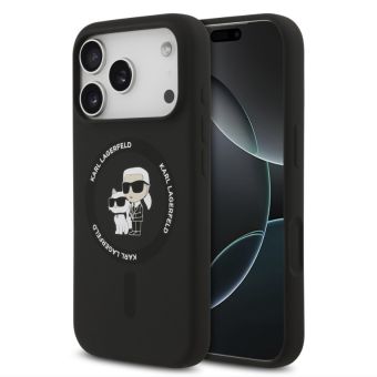 Obal Karl Lagerfeld Liquid Silicone Karl and Choupette MagSafe Apple iPhone 17 Pro KLHMP17LSCMKCRHK čierny