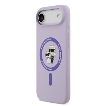 Obal Karl Lagerfeld Liquid Silicone Karl and Choupette MagSafe Apple iPhone 17 Air KLHMP17MSCMKCRHU fialový