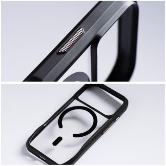 Roar Slim TPU/TPC Magsafe Defender iPhone 17 - transparentno-čierny