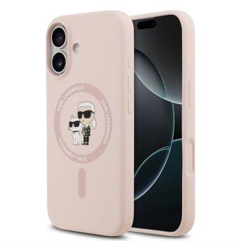 Obal Karl Lagerfeld Liquid Silicone Karl and Choupette MagSafe Apple iPhone 17 KLHMP17SSCMKCRHP ružový