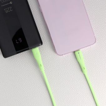 FORCELL F-ENERGY C347 Silicone, USB-C/USB-C, QC4.0 PD 5A 100W, 1m, zelený