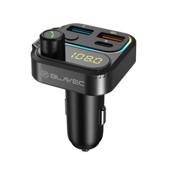 Blavec TR-01 FM Transmitter, MP3, Bluetooth, 2xUSB-A + 1xUSB-C, PD 36W QC3.0 18W, čierny