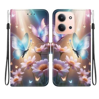 Obal PU Leather Book Xiaomi Redmi 15C motýle a kvety