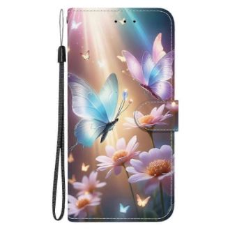 Obal PU Leather Book Xiaomi Redmi 15C motýle a kvety