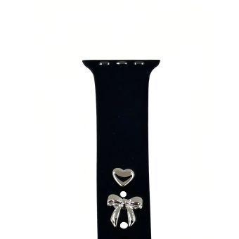 Pin Charms, ozdoba na remienok hodiniek, mašľa, strieborná