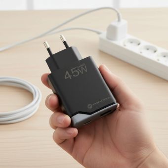 FORCELL F-ENERGY GaN III B245202(1A1C) Ultra Slim travel charger 1 x Typ C  Plus 1 x USB A PD QC4.0 3A 45W black