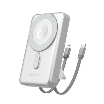 Dudao K29 Powerbank, 10000mAh PD 20W MagSafe, USB-C/Lightning káble, strieborná