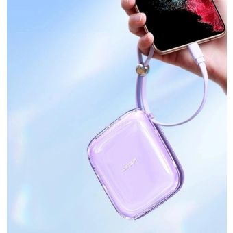 Joyroom Jelly Series JR-L005 Powerbank, 10000 mAh Jelly 22.5W, vstavaný kábel Lightning, fialová