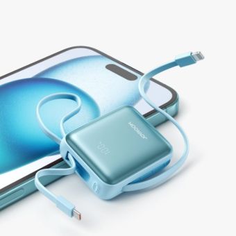 Joyroom JR-PBF27 Powerbank, 10000mAh 22.5W, vstavané káble, svetlomodrá