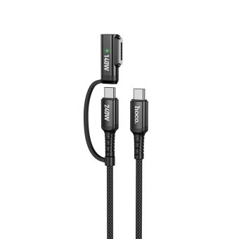 Kábel 2in1 USB-C/USB C/Mag3 Hoco 240W 1,8 m U142 - čierny
