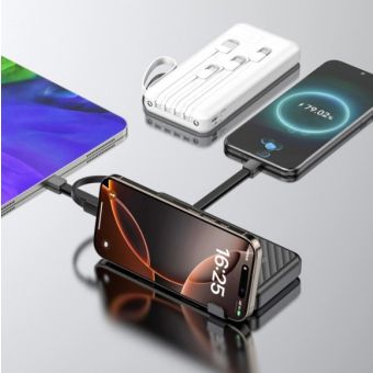 Dudao K11 10000mAh, 10W (USB-C/Lighting/Micro), biela