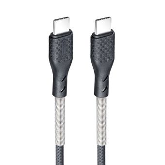 Opletený kábel ForCell F-ENERGY Carbon CB-04C PD QC4.0 5A 240W 1 m USB-C/USB-C - čierny
