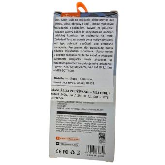 Mietubl High Power, USB-C/USB-C 240W 5A PD3.1/QC3.0, 2m, biely