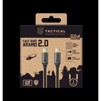 Tactical Fast Rope Aramid 2.0 USB-C/USB-C 1m 100W šedý