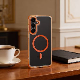 Obal FRAME CLEAR HYBRID MAG COVER MagSafe Samsung Galaxy A17 4G A175/A17 5G A176 oranžový