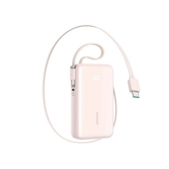 Joyroom JR-PR2L, powerbanka 10000mAh 35W, vstavaný kábel USB-C/USB-C, ružová