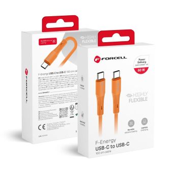 Forcell F-Energy Silicone C344 QC4.0 PD 3A 60W USB-C/USB-C oranžový