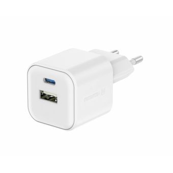 SWISSTEN Adaptér GaN 1x USB-C 35W + USB-A 27W biely