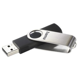 Hama USB 2.0 Flash Drive Rotate, 8 GB, 10 MB/s, čierna/strieborná
