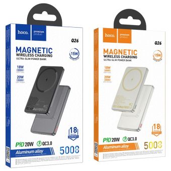 Hoco Q26 MagSafe 5000 mAh QC PD 2A 20W oranžová