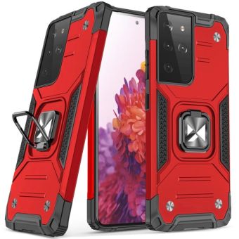 Obal Rugged Ring Armor Samsung Galaxy S22 Ultra 5G S908 červený