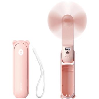 Jisulife Life8 Plus, ručný prenosný ventilátor + powerbanka 4500mAh + svietidlo, ružový