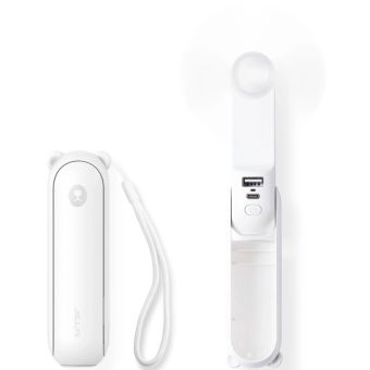 Jisulife Life8 Plus, ručný prenosný ventilátor + powerbanka 4500mAh + svietidlo, biely