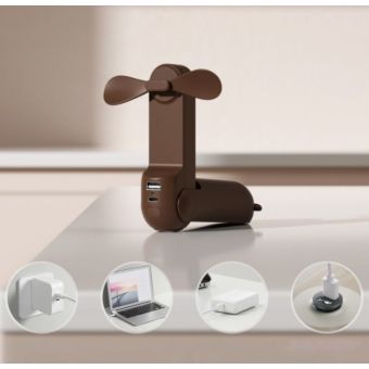 Jisulife Life8 Plus, ručný prenosný ventilátor + powerbanka 4500mAh + svietidlo, hnedý