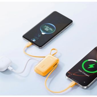Joyroom JR-PR2L, powerbanka 10000mAh 35W, vstavaný kábel USB-C/USB-C, oranžová