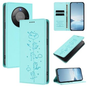 Obal Mezzo Book RFID Honor Magic 8 Lite/X70/X9d vzor mačky zelený