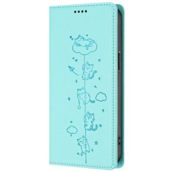 Obal Mezzo Book RFID Honor Magic 8 Lite/X70/X9d vzor mačky zelený