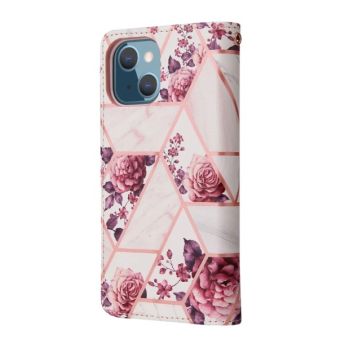 Obal Marble Bronze Book Apple iPhone 13 kvety