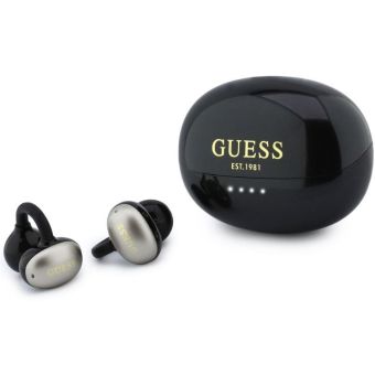 Guess Metallic Finish Classic Logo OWS bezdrôtové slúchadlá GUTWSOL3MEGK čierne